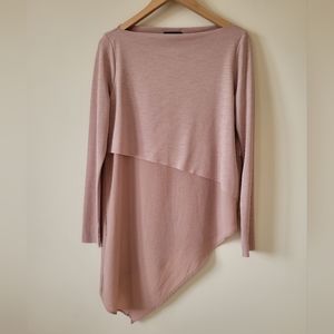 ZARA W&B Dusty pink boat neck asymmetric blouse size Large